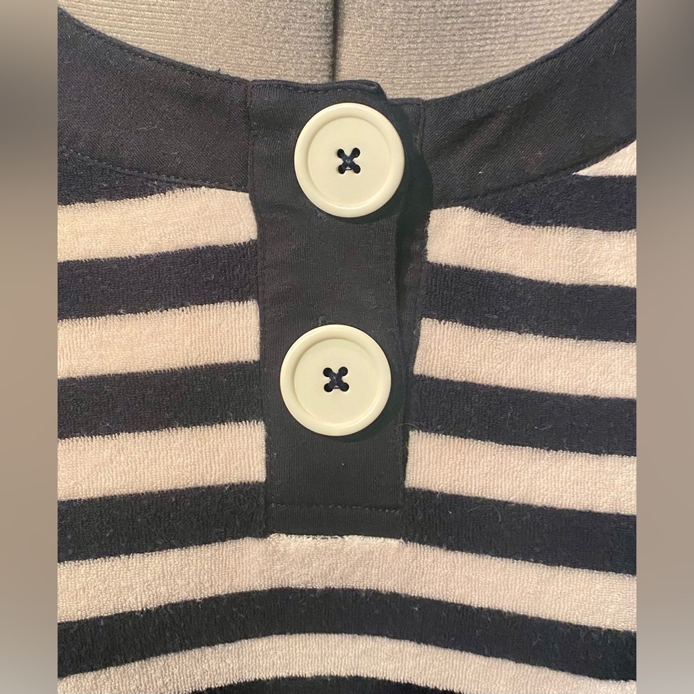 Boden, Navy Blue and White Striped, Soft Terry Cloth Swim Coverup Dress. size 6 - Picture 4 of 4